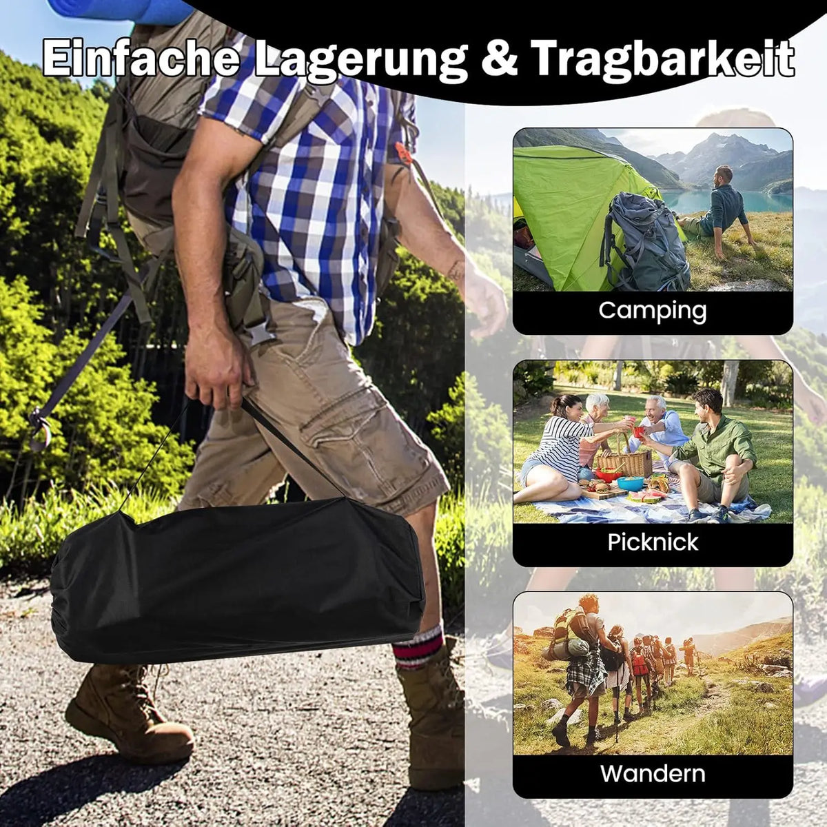 Klappbarer Aluminium-Campingtisch in Tragetasche – leicht zu transportieren für Camping, Picknick und Wandern