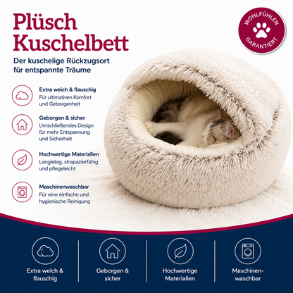 Flauschige Kuschelhöhle – Rundes Plüsch-Katzenbett (40 cm)