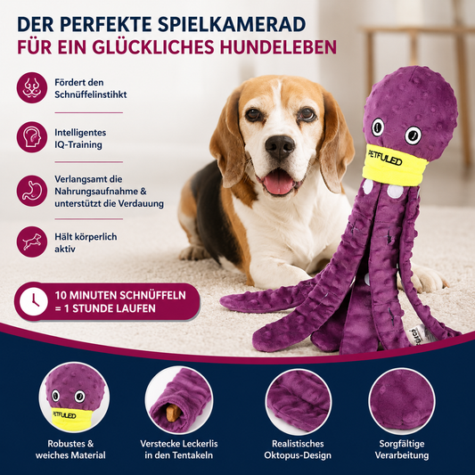 Oktopus-Schnüffelspielzeug für Hunde – interaktives Plüsch-Puzzle