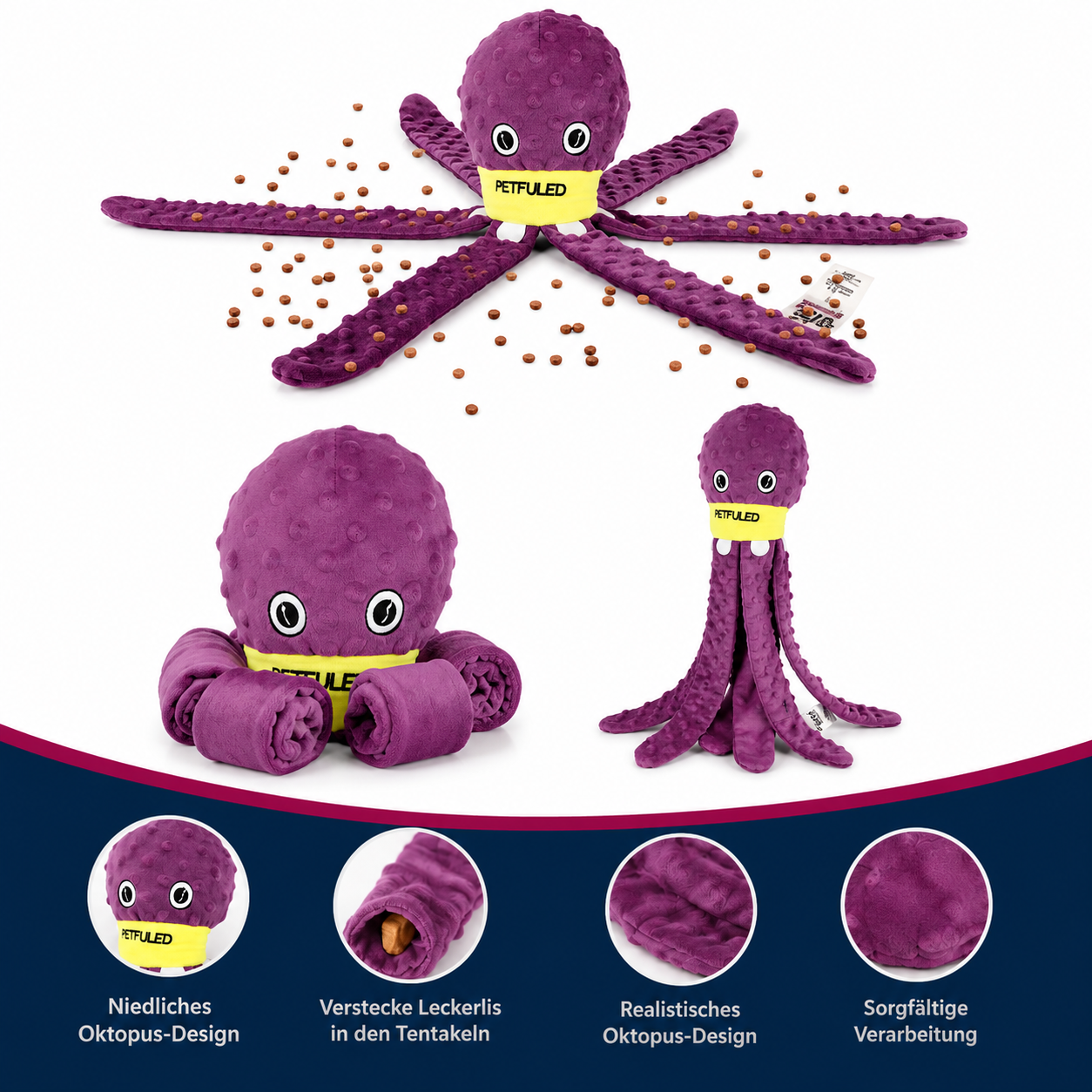 Oktopus-Schnüffelspielzeug für Hunde – interaktives Plüsch-Puzzle