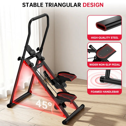 Gartistgo Stair Stepper Machine for Home Gym, Foldable Vertical Climber with 3-Level Height Adjustment, 150 kg Load Capacity, Cardio Device, Lcd Display