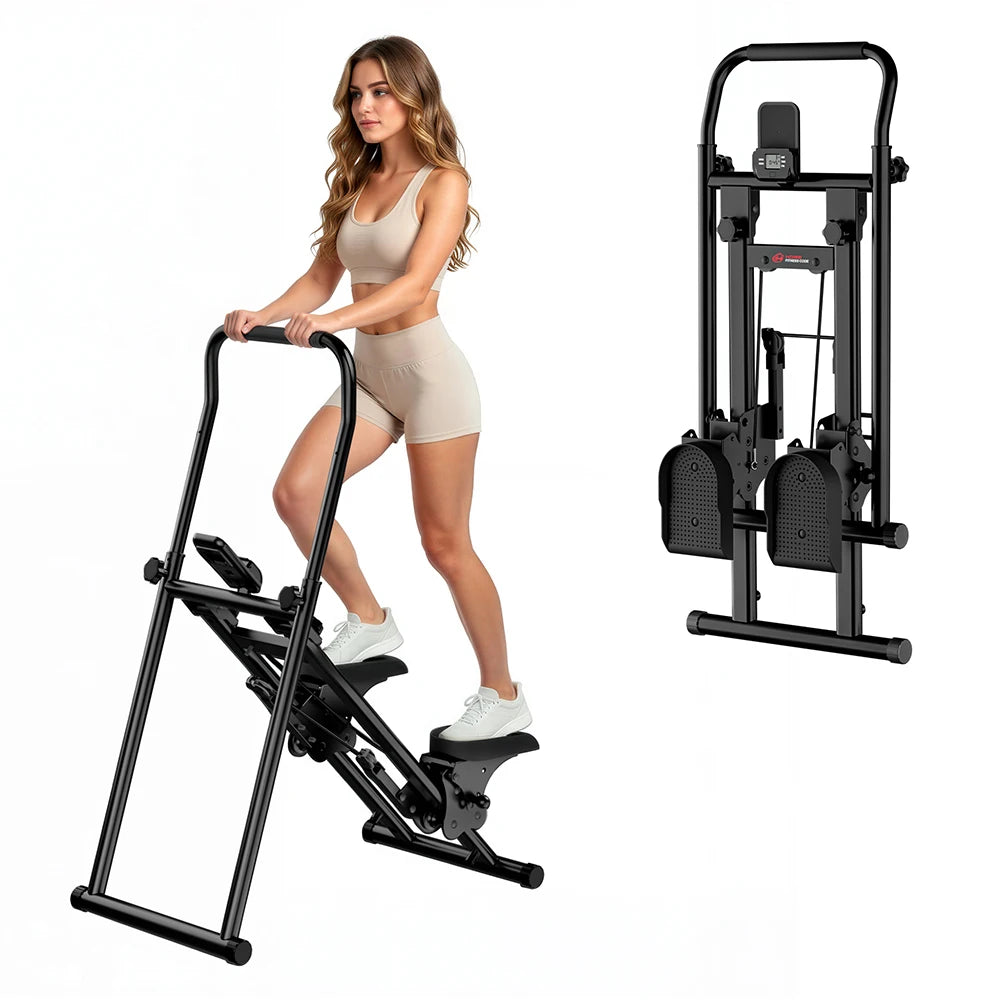 Gartistgo Stair Stepper Machine for Home Gym, Foldable Vertical Climber with 3-Level Height Adjustment, 150 kg Load Capacity, Cardio Device, Lcd Display
