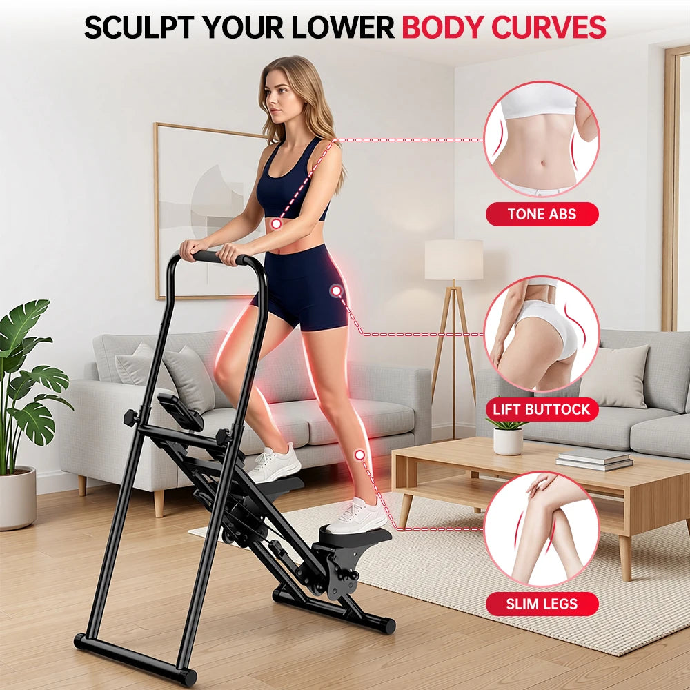 Gartistgo Stair Stepper Machine for Home Gym, Foldable Vertical Climber with 3-Level Height Adjustment, 150 kg Load Capacity, Cardio Device, Lcd Display