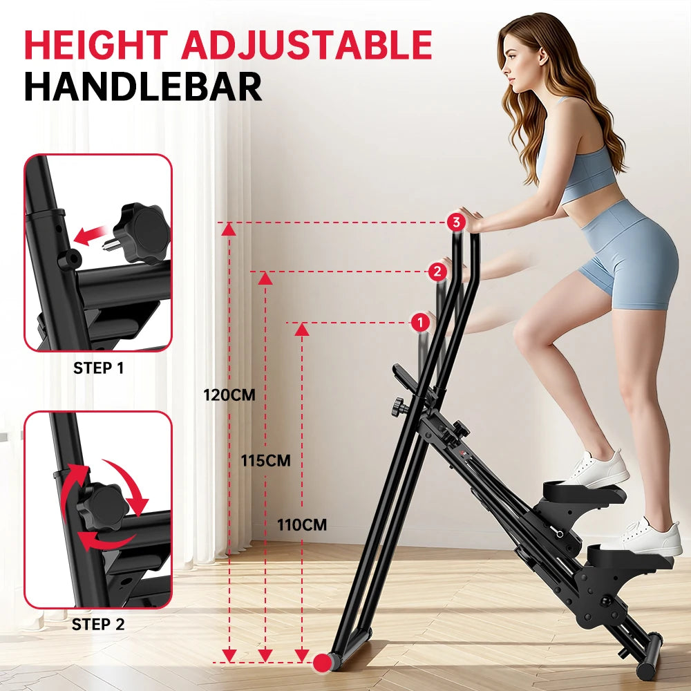 Gartistgo Stair Stepper Machine for Home Gym, Foldable Vertical Climber with 3-Level Height Adjustment, 150 kg Load Capacity, Cardio Device, Lcd Display