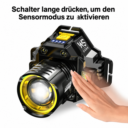 Berührungslose Bedienung der Stirnlampe durch aktivierbaren Bewegungssensor