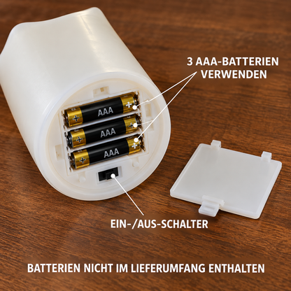 Batteriefach einer LED-Kerze für 3 AAA-Batterien mit Ein-Aus-Schalter