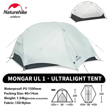 Naturehike Mongar Pro UL Camping Tent 20D Nylon 1 2 3 People Tourist Hiking Rainproof outdoor mountain climbing Sun Shelter