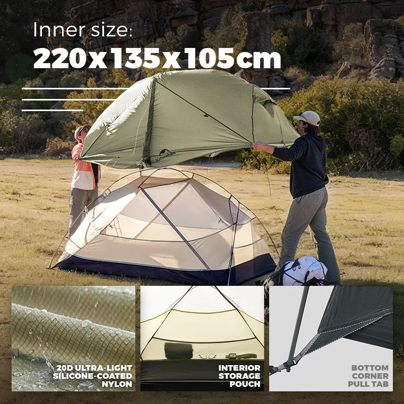 Naturehike Mongar Pro UL Camping Tent 20D Nylon 1 2 3 People Tourist Hiking Rainproof outdoor mountain climbing Sun Shelter