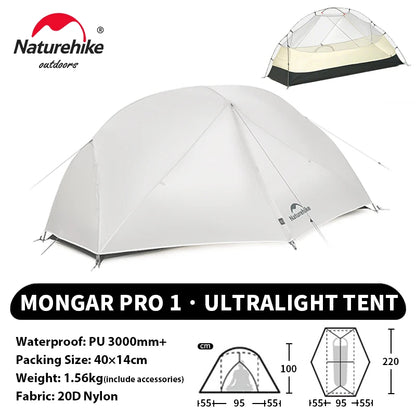 Naturehike Mongar Pro UL Camping Tent 20D Nylon 1 2 3 People Tourist Hiking Rainproof outdoor mountain climbing Sun Shelter