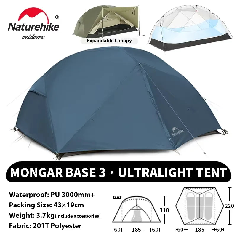 Naturehike Mongar Pro UL Camping Tent 20D Nylon 1 2 3 People Tourist Hiking Rainproof outdoor mountain climbing Sun Shelter