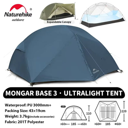 Naturehike Mongar Pro UL Camping Tent 20D Nylon 1 2 3 People Tourist Hiking Rainproof outdoor mountain climbing Sun Shelter