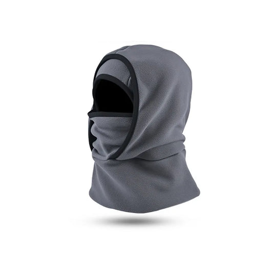 Schwarze Fleece-Winterhaube mit Halswärmer und Gesichtsöffnung für Outdoor-Aktivitäten