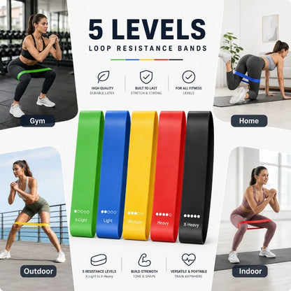 Resistance Bands 5er-Set – Fitnessbänder mit 5 Widerstandsstufen