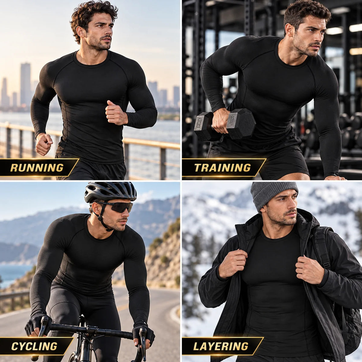 Herren Kompressionsshirt Langarm – Funktionsshirt für Fitness & Training