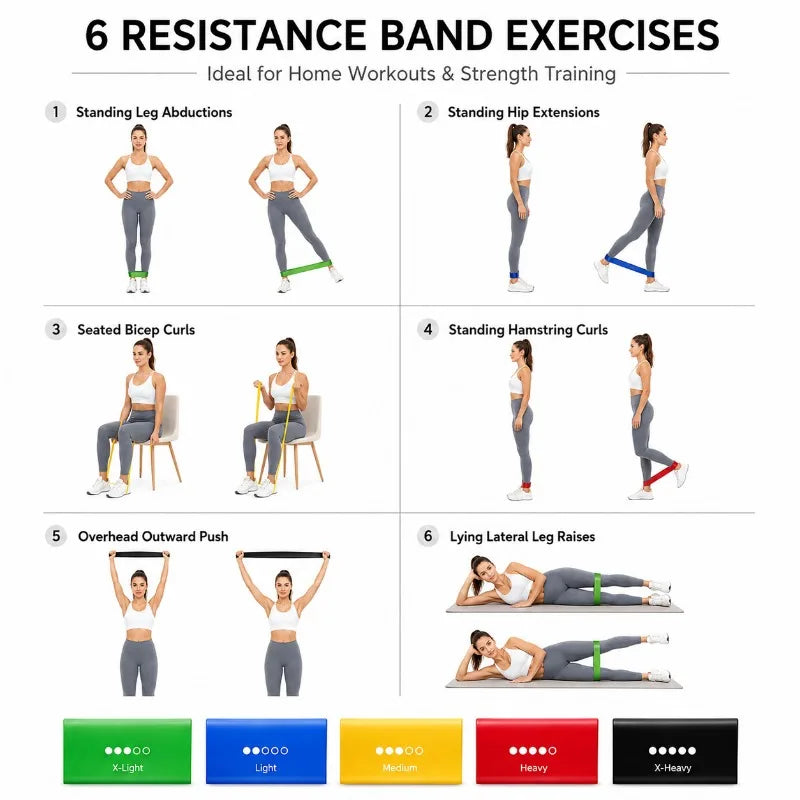 Resistance Bands 5er-Set – Fitnessbänder mit 5 Widerstandsstufen