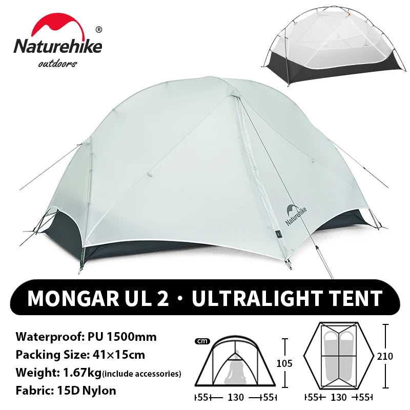 Naturehike Mongar Pro UL Camping Tent 20D Nylon 1 2 3 People Tourist Hiking Rainproof outdoor mountain climbing Sun Shelter
