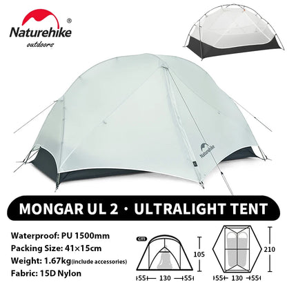 Naturehike Mongar Pro UL Camping Tent 20D Nylon 1 2 3 People Tourist Hiking Rainproof outdoor mountain climbing Sun Shelter