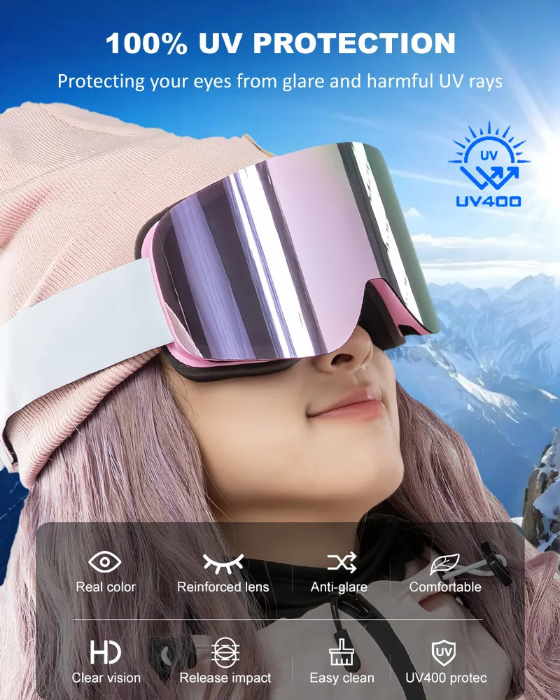 Skibrille mit elastischem verstellbarem Kopfband für Skihelm