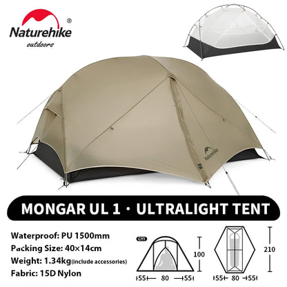 Naturehike Mongar Pro UL Camping Tent 20D Nylon 1 2 3 People Tourist Hiking Rainproof outdoor mountain climbing Sun Shelter