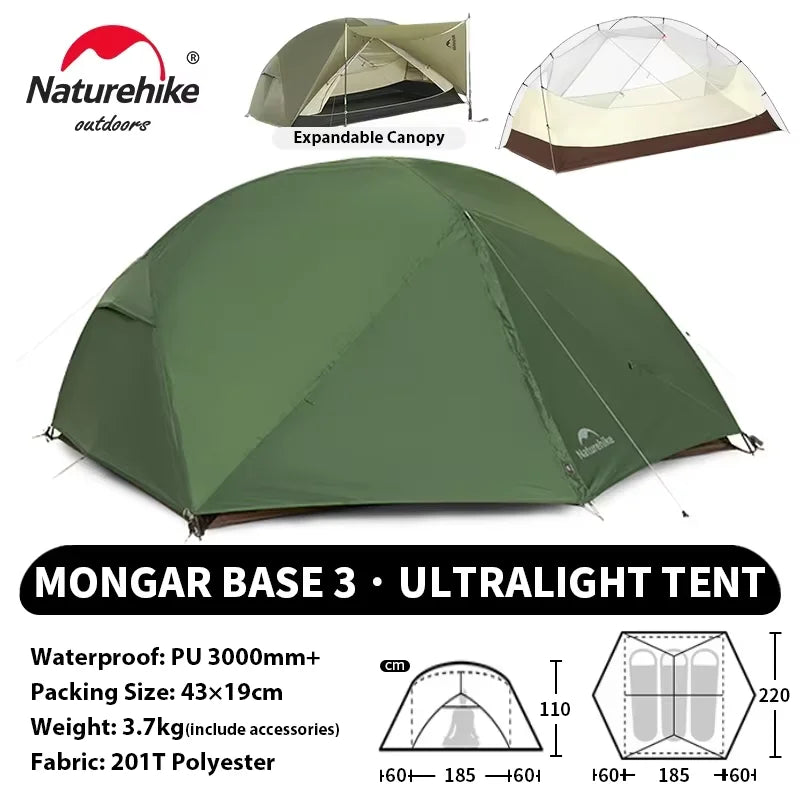 Naturehike Mongar Pro UL Camping Tent 20D Nylon 1 2 3 People Tourist Hiking Rainproof outdoor mountain climbing Sun Shelter
