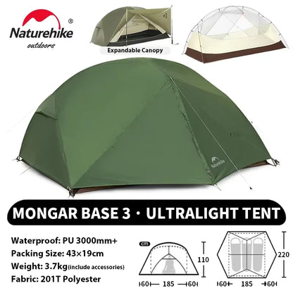 Naturehike Mongar Pro UL Camping Tent 20D Nylon 1 2 3 People Tourist Hiking Rainproof outdoor mountain climbing Sun Shelter
