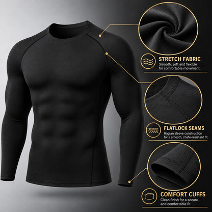 Herren Kompressionsshirt Langarm – Funktionsshirt für Fitness & Training
