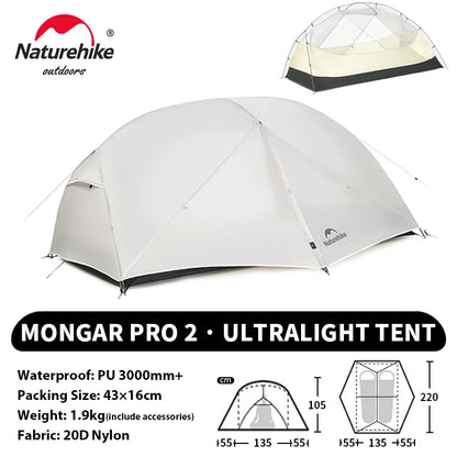 Naturehike Mongar Pro UL Camping Tent 20D Nylon 1 2 3 People Tourist Hiking Rainproof outdoor mountain climbing Sun Shelter
