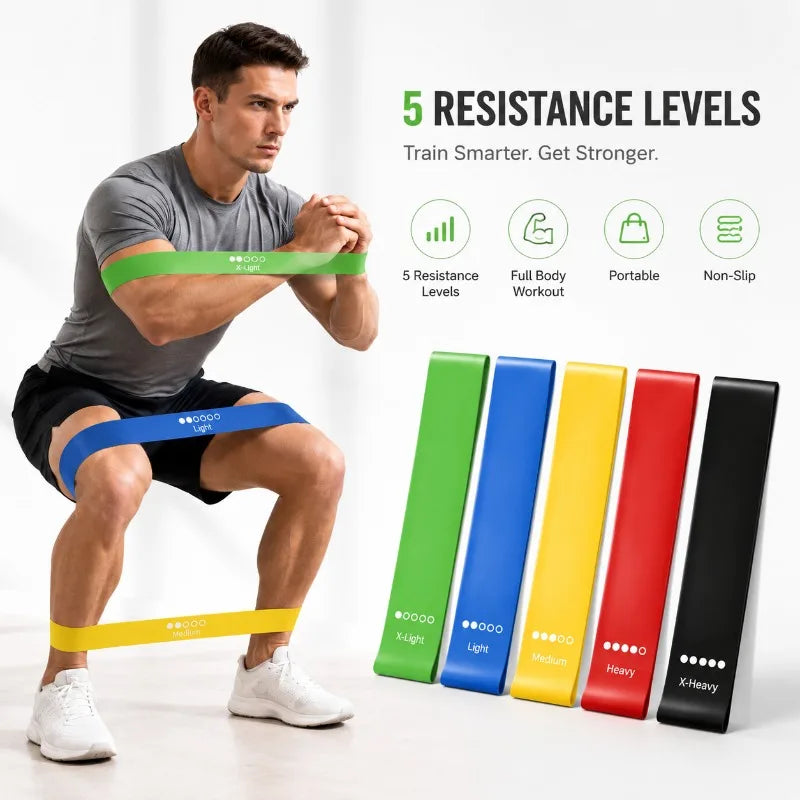 Resistance Bands 5er-Set – Fitnessbänder mit 5 Widerstandsstufen