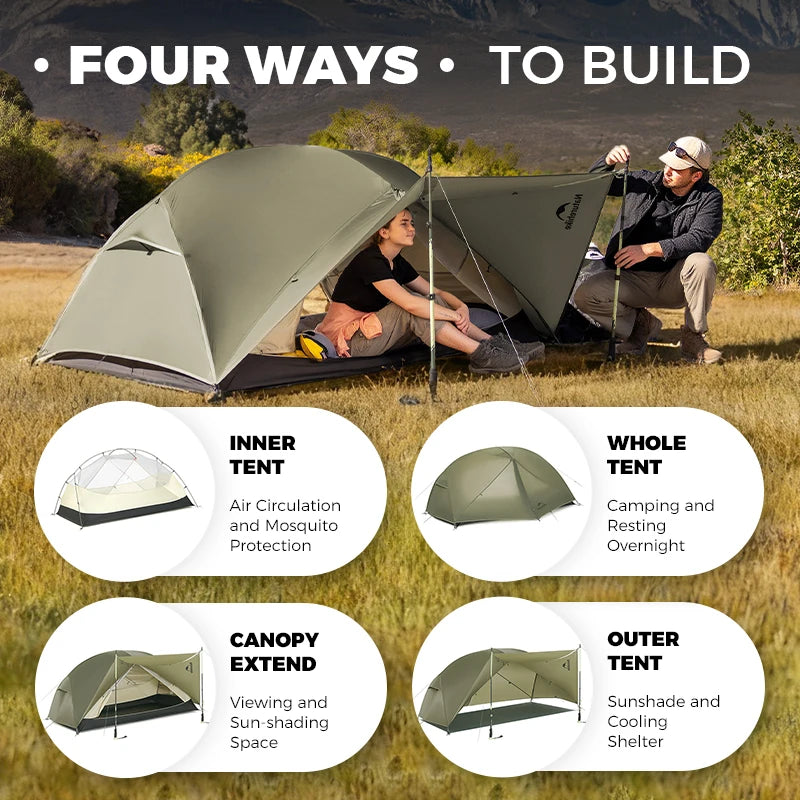 Naturehike Mongar Pro UL Camping Tent 20D Nylon 1 2 3 People Tourist Hiking Rainproof outdoor mountain climbing Sun Shelter