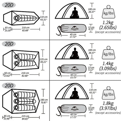Naturehike Cloud Up 1 Person Tent Outdoor Camping Hiking Climbing Ultralight Double Layer Backpacking Sun Shelter With Footprint